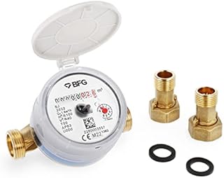 HYDROBIL Antimagnetic Cold Drinking Water Meter for Buildings and Gardens with Hermetic Counter Filter Rotary Meter Coupling 15 mm 1/2" Qn 1.6 m3/h
