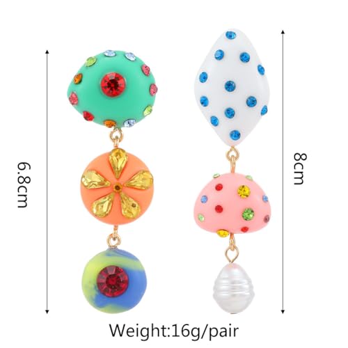 Channel V Asymmetrical Candy Color Rhinestone Earrings Festival Unique Trendy Bridal Statement Boho Vintage Drop Earrings Handmade Big Long Tassel Jewelry Korean Fashion for Women2