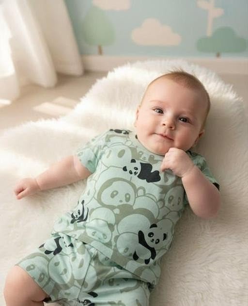 Image of Baby Unisex Short Sleeves Printed Top & Bottom Set| Comfortable, Breathable, Lightweight, Skin Friendly|SL 197