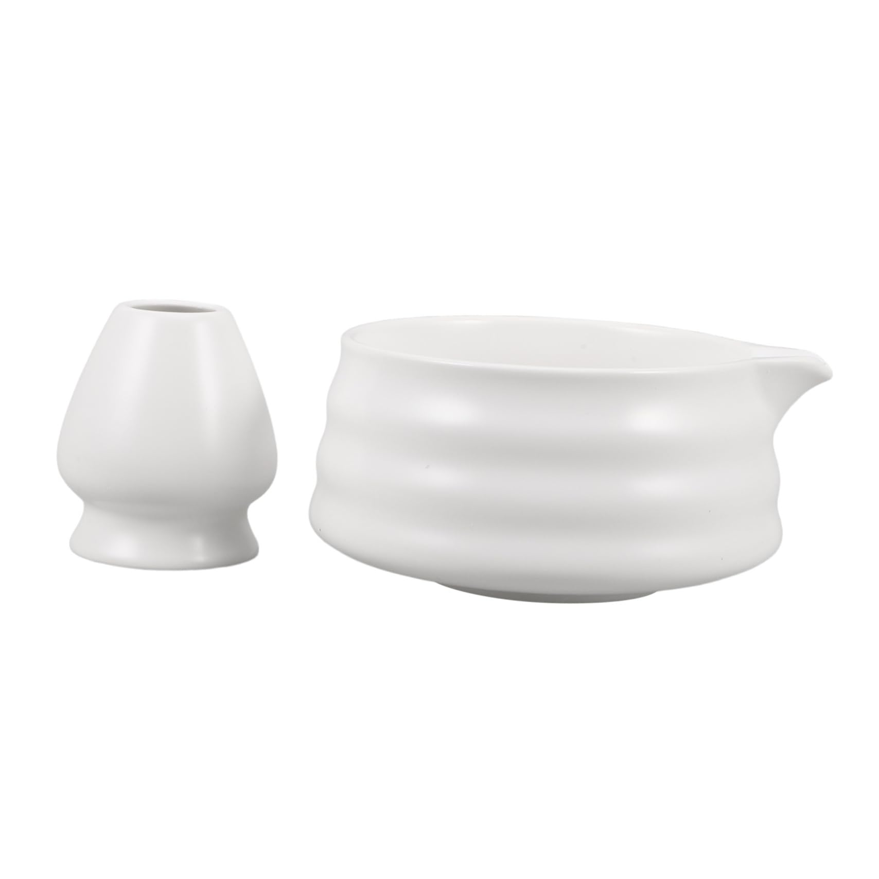 FELTECHELECTR 1 Set Japanese Ceramic Matcha Bowl Set with Spout Traditional Tea Ceremony Kit with Whisk Holder for Preparation