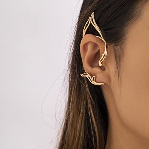 Gothic Elves Ear Cuffs 2pcs Non-Pierced Cat Ear Wrap Hollow Cartilage Climber Earrings Punk Hip Hop Clip on Statement Earrings Gift for Women4