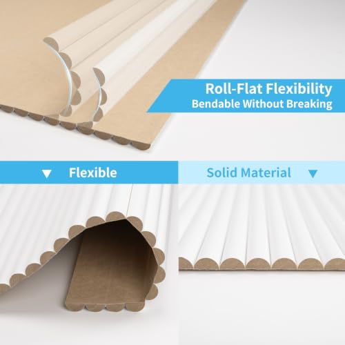 Image of Art3d Roll-Flat Beaded Wood Slat Wall Panel, 1-Pack, 94.5 x 23.6 in, White