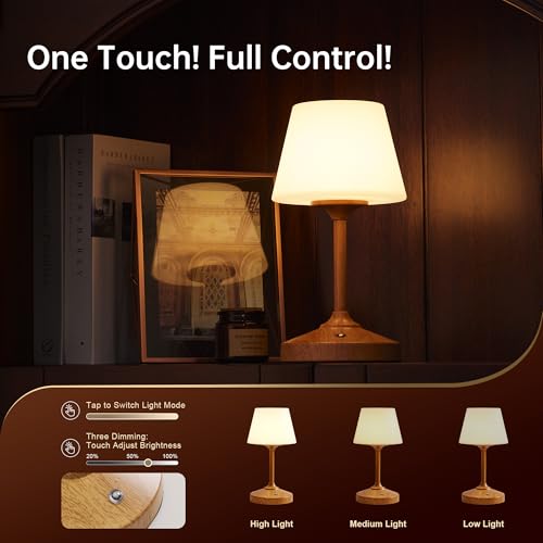 Image of Dawnwake Table Lamp Cordless Lamp,Outdoor Waterproof Shower Lamp,5000mAh Rechargeble Battery Operated Lamps Dimmable Touch Desk Lamps,LED Night Light for Bathroom Patio Camping Restaurant Home