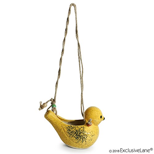 Image of ExclusiveLane Ceramic Balcony Decorative Hanging Cum Garden Decor Hanging Planter (Yellow) (El-021-015), 1 Piece