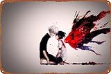 Ken Kaneki Tokyo Ghoul Touka Kirishima Poster Metal Tin Sign Wall Decor Signs,Retro Art Decor Metal Plaque Art 8x12 Inch