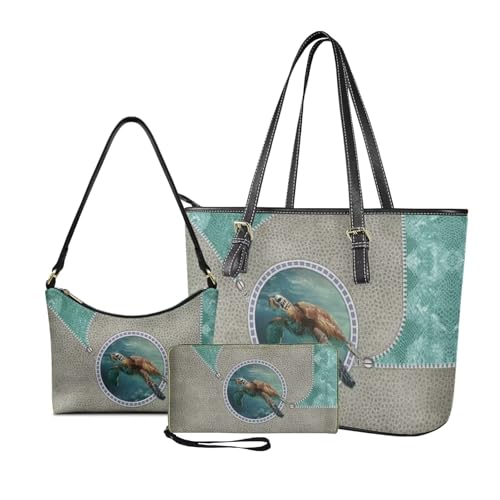 Conjunto de bolso tote, bolso de mano y billetera para mujer miniatura 1