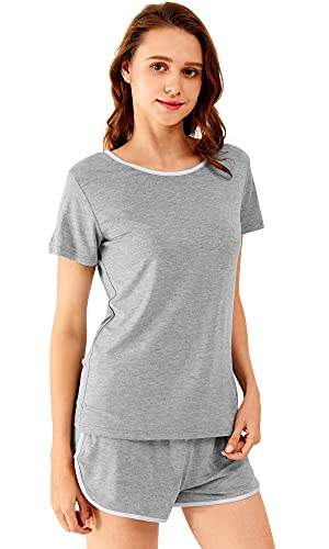 Image of WiWi Viscose from Bamboo Pajamas Set for Women Super Soft Short Sleeve Cooling Summer Plus Size Pjs Sets Sleepwear S-4X