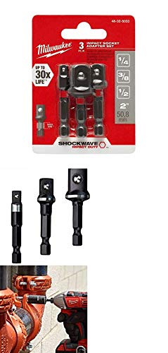 Milwaukee 48-32-5033 Power Drill Bit Extensions Shockwave Socket Adapter Set, 1/4