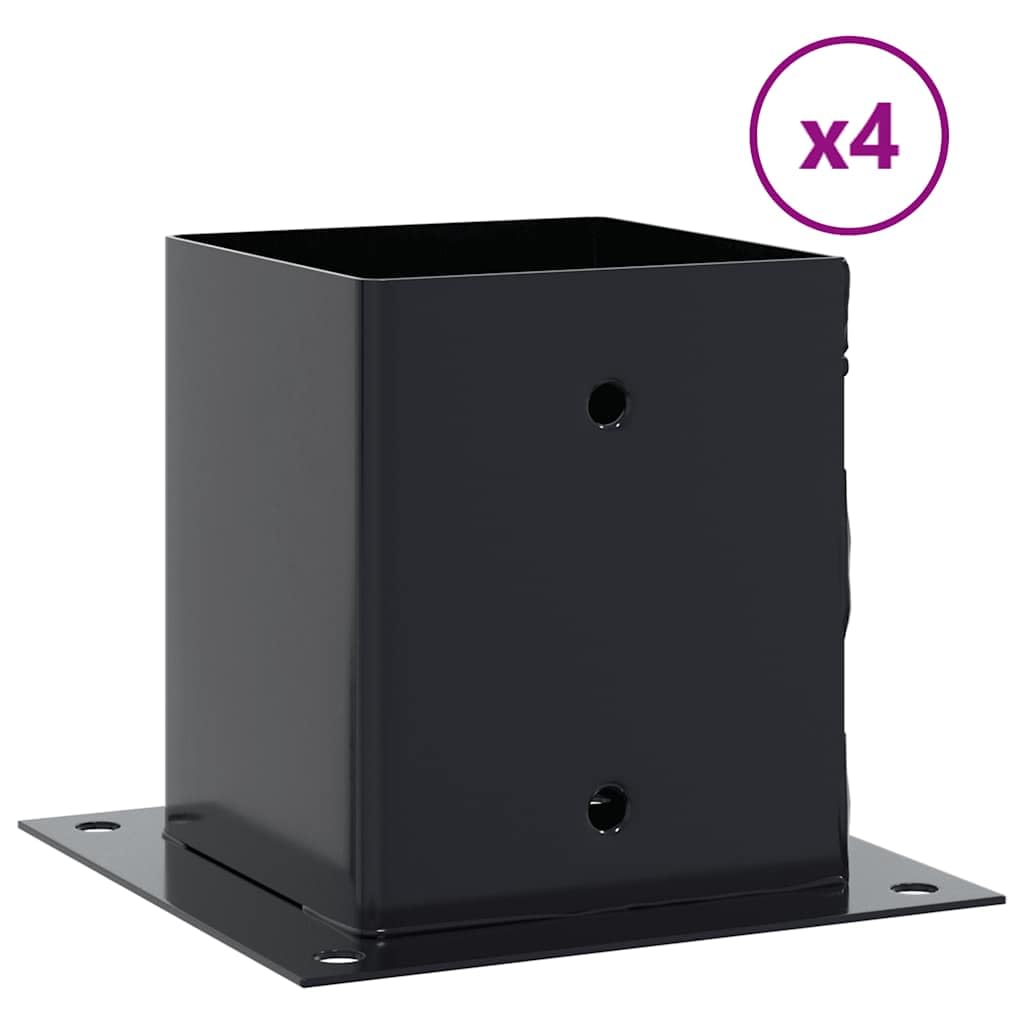 vidaXL Basi per Pali Quadrati 4pz 101x101mm Acciaio Verniciato Polvere, base di recinzione in cemento, base del palo della recinzione, supporto del palo in metallo