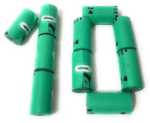 WAKUNAS 150 Bolsas Caca Perro / 10 rollos. Recambio de bolsas. Extra Gruesas, Biodegradables, a prueba de fugas. Bolsas para excrementos de mascota.