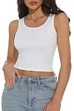 GUANYY Women's Tank Tops Slim Fit T-Shirts Going Out Crop Tops Y2k Clothing Sleeveless Cute Tanks White X-Small