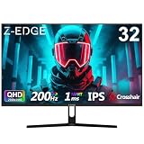 Z-Edge 32 Zoll Gaming Monitor QHD 200Hz 2K 2560x1440 1ms IPS Schwarz