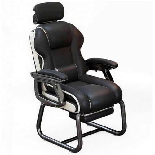 Silla ergonómica para videojuegos con reposacabezas y soporte lumbar, diseño reclinable, reposapiés ajustable, reposabrazos unidos, soporte superior de espalda y cintura para mayor comodidad
