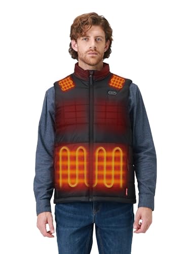 ORORO Men’s Heated Vest with 7 Heat Zones, Dual-Control Heating Vest with USB-C Rechargeable Battery (Black, M)