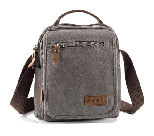 Sechunk Small Canvas Shoulder Bags Messenger Bag Travel Bag Business Bag Working Bag For Men Women