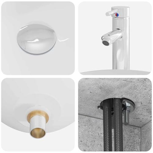 Muebles de baño con 3 cajones gris hormigón madera resistente con lavabo y grifo completo 8