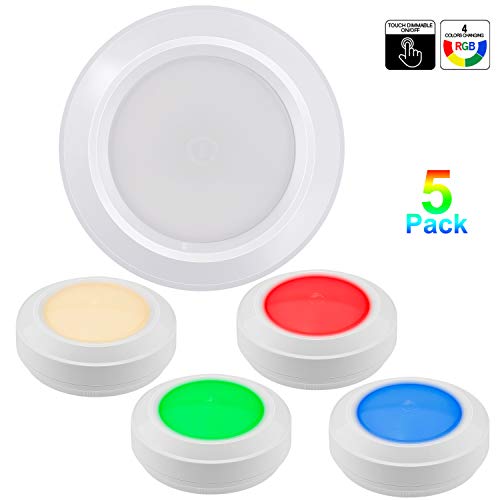 HONWELL Tap Light Wireless Touch Cabinet Light Multi Colored Push Counter Lights Dimmable