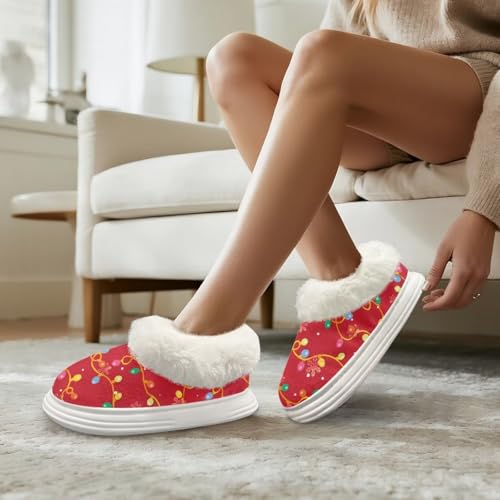 Christmas Theme Warm Comfy Memory Foam Slippers for Women Flannel Platform Slippers for Indoor Outdoor3