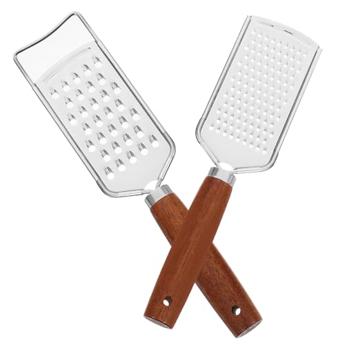 Set de 2 ralladores de queso de acero inoxidable con mango de madera miniatura 1