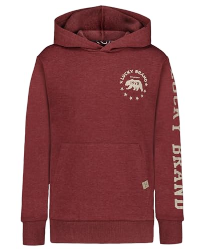 Lucky Brand Boys' Long Sleeve Fleece Pull-Over Hoodie, Comfortable, Relaxed Fit with Kangaroo Pockets