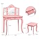 COSTWAY 2 in 1 Kinder Schminktisch mit Hocker, Frisiertisch mit 3-Fach abnehmbarem Spiegel & Schublade, Kosmetiktisch Mädchen Holz, 70x34x103cm (Rosa)