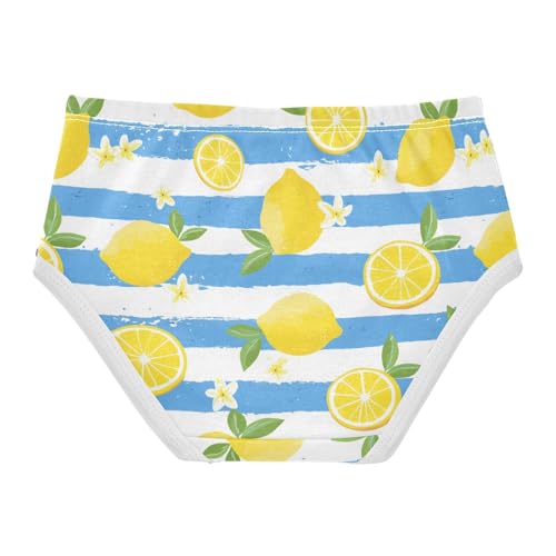 Wusikd Lemon Blue White Stripes Girls' Underwear Cotton Girls Briefs Soft Toddler Underwear 2T2