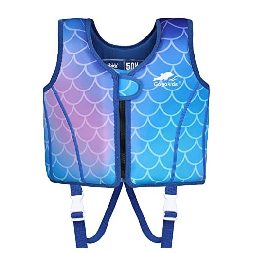 Gogokids Kids Swim Vest - Baby Float Swim Trainingsjacke Kleinkind Buoyancy Badeanzug Badebekleidung für 2-9 Jahre Baby Kids (Blau Meerjungfrau, S (2-3 Jahre))