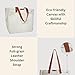 BullStories Canvas Tote Bag for Women with Zipper, Full Grain Leather Strap, Padded Laptop Compartment - Laptop Tote Bag for Women - Utility, Heavy Duty Tote Bag for Travel, Office, Gym, Shopping