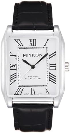 Miykon Vintage Watches for Men | Tank Square Mens Dress Watch with Genuine Leather Strap and Second Hand | Ion Polished, Luminous Hands, Scratch Resistant Glass, Japanese Quartz, 100ft Water Resistant