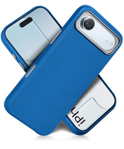 Image of WOW IMAGINE Back Cover for iPhone Air 17 2025 | Shockproof Tough Leather Texture Hard Mobile Case | Ultra Slim Non-Slip Grip | Inner Velvet Fabric | Metal Camera Ring - Blue