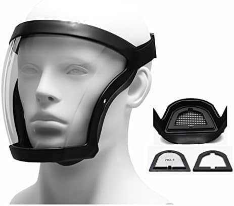 LINFON Super Protective Face Shield,Anti Fog Mask,Adult Clear Face Shield,Plastic Face Mask (black shield)