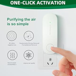 Purificateur d'Air Ionique Mini Air Purifier Plug-in Negative Ion Purifier Compact Élimine Odeurs/Poussières Purificateur D'air Ions Négatifs pour Chambre/Maison/Salon/Chambre d’Animaux
