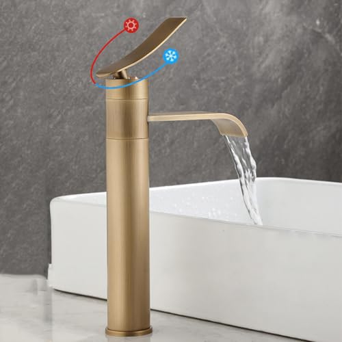 Mitigeur de lavabo laiton antique noir cascade style rétro