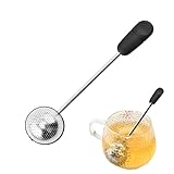 KQHOMEI 茶こし ボール茶漉し 超微細メッシュ ステンレス ティーストレーナー 取っ手 蓋付き 茶葉濾過 家庭用品 耐熱性 茶溜めボール 便利 超微細メッシュ (ブラック)