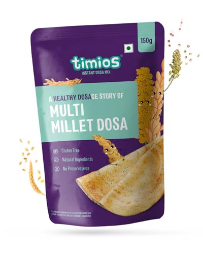 Image of Timios Organic Multi Millet Dosa Mix - Sprouted & Natural, Instant Healthy Breakfast for Kids & Family, No Maida, No Preservatives, Rich in Iron & Fiber, Pack of 2, 300gm