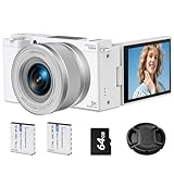 Digitalkamera 5K 72MP Kompakte Kamera Fotokamera mit 6-fachem optischen Zoom, 2,8-Zoll 180° Flip-Bildschirm, Autofokus, Anti-Shake, 64GB Speicherkarte und 2 Akkus für Vlogging und Reiseaufnahmen