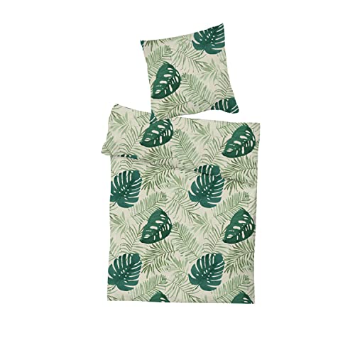 INDA-Exclusiv Renforcé Bettbezug Bettwäsche Set Blumen Baumwolle mit Reißverschluss 135x200cm + 80x80cm Flowers Cover