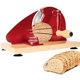Manual Bread Slicer for Homemade Bread,Even Slicing Thickness-Adjustable Slices,Sourdough Slicer with Scale Lines&SuperStrong SuctionCup Fixation (Red-Guide)