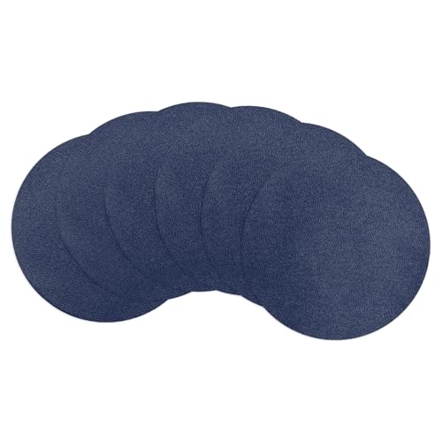 Image of uxcell Round Drink Coasters Set of 6 Dual Sided Non-Slip Non-Stick Waterproof Leather Coasters for Drinks, Coffee Table, Housewarming Gifts, Home Decor 4"×4"Navy Blue