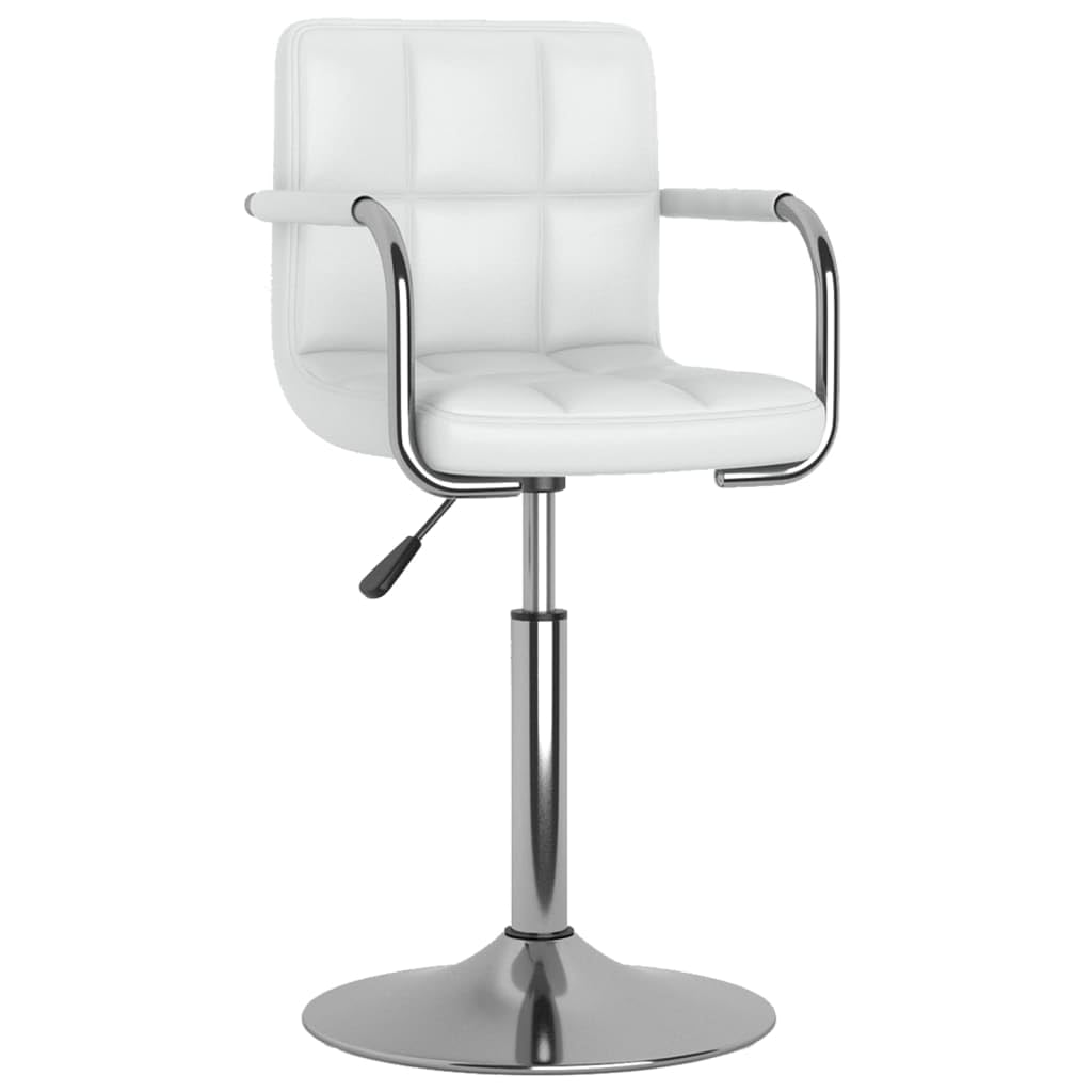 Juego de 2 sillas de comedor giratorias de piel sintética blanca con estructura de acero cromado, altura regulable mediante muelle de gas, giratorias de 360 grados para comedor