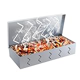 BBQCuker Grill Smoker Box, Stainless Steel Food Safe, Works with Wood Chips Smoked BBQ Flavor, Hinged Lid,Warp Free Grill Accessories (1pcs, 9x4 inches)