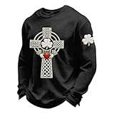 2026 Camiseta de manga larga con cuello térmico, parte superior informal, ajuste elástico cómodo, Negro , L