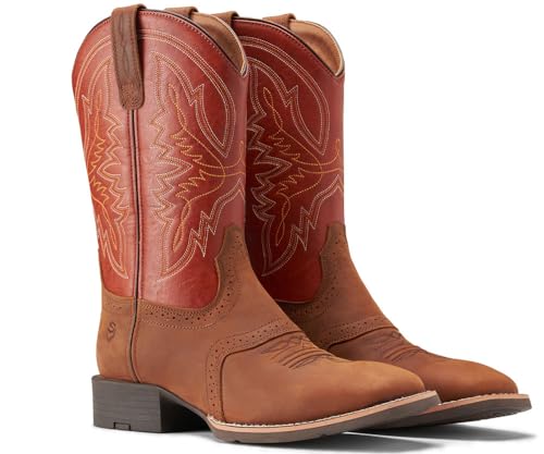 SUREWAY Cowboy Boots For Men - Mens Square Toe Western Boot,Oil/Slip Resistant,Durable Fashionable Classic Pull on 10 Inch Wellington Boots - Soft Toe Work Boots3