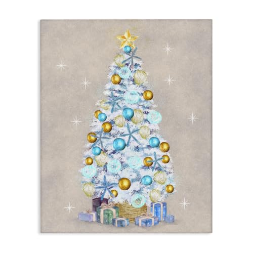 White Christmas Tree Nautical, 30 x 40 Inch Canvas Wall Art
