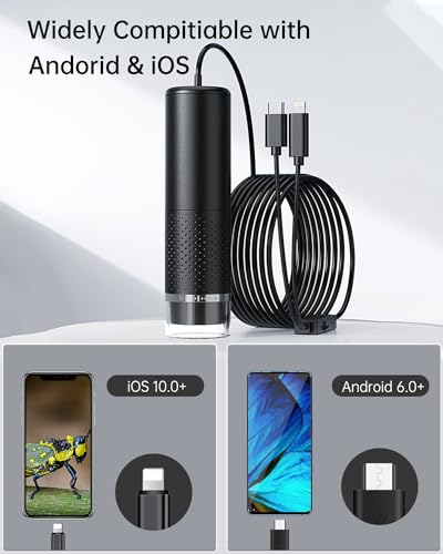 Handheld Digital Microscope Camera, Aopick 50X-1600X Magnification USB Pocket Microscopes Camera for Adults Kids with 8 Adjustable LED, Coin Magnifier for iPhone, Android (No WiFi Needed)