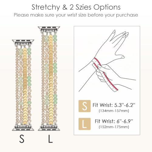 Image of MOFREE Beaded Apple Watch Band for Women 42 /44 /45 /46 /49mm Elastic Strap