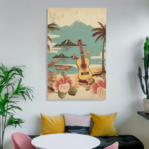 Peinture sur toile vintage hawaïenne pour un salon évasion - 6