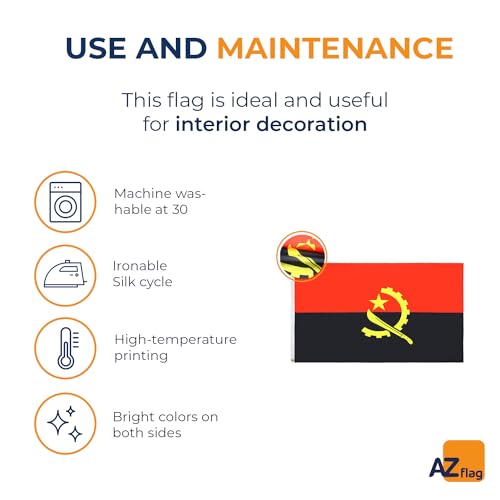 Image of AZ FLAG - Angola Flag - 3x5 Ft - Light Polyester Angolan Banner with Two Brass Eyelets - Fade Resistant - Vivid Colors - 3' x 5' Feet - 150x90 Cm