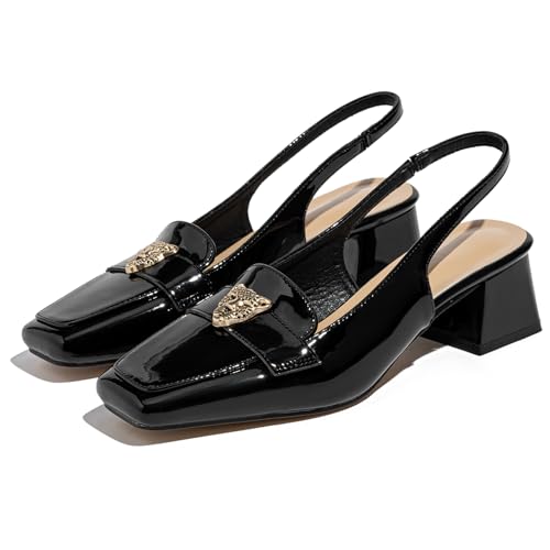 Closed Toe Heels Ankle Strap Dress Loafer Shoes for Women