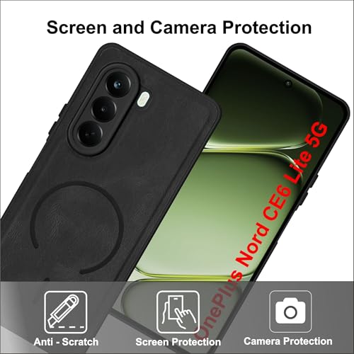 Image of SBMS Back Cover for OnePlus Nord CE6 Lite 5G | Ultra Slim Soft Rubberised Hard Case | Oil Feel Soft Leather Back | Mag-Safe Design (Mag-Safe Not Support) | Camera Protection Case for CE 6 Lite (Black)